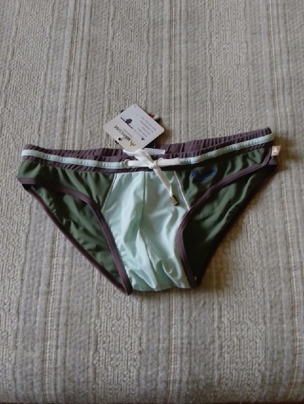Marcuse  Large Dragon Men's Two-Tone Olive & Mint Swim Brief